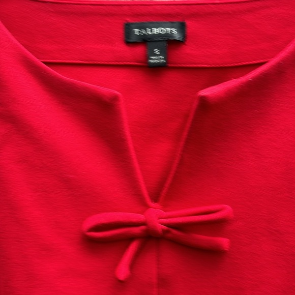 Talbots Red Ponte Knit Top w Bow Christmas Ready Women’s Size Small - Picture 4 of 7